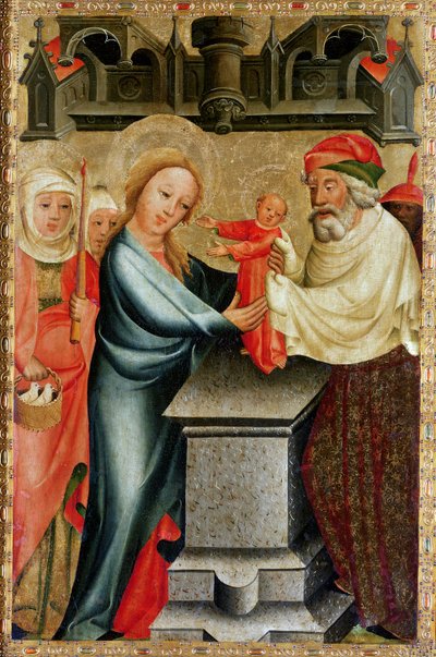 Die Darstellung Christi im Tempel, Detail vom Grabow-Altar, 1379-83 von Master Bertram of Minden